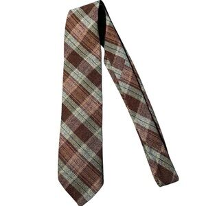 Vintage Principe New York Plaid Wool Blend Tie 1970s Made in USA 57” Excellent